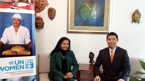 南非首位女性副总统 联合国会见金沙9001cc以诚为本CEO